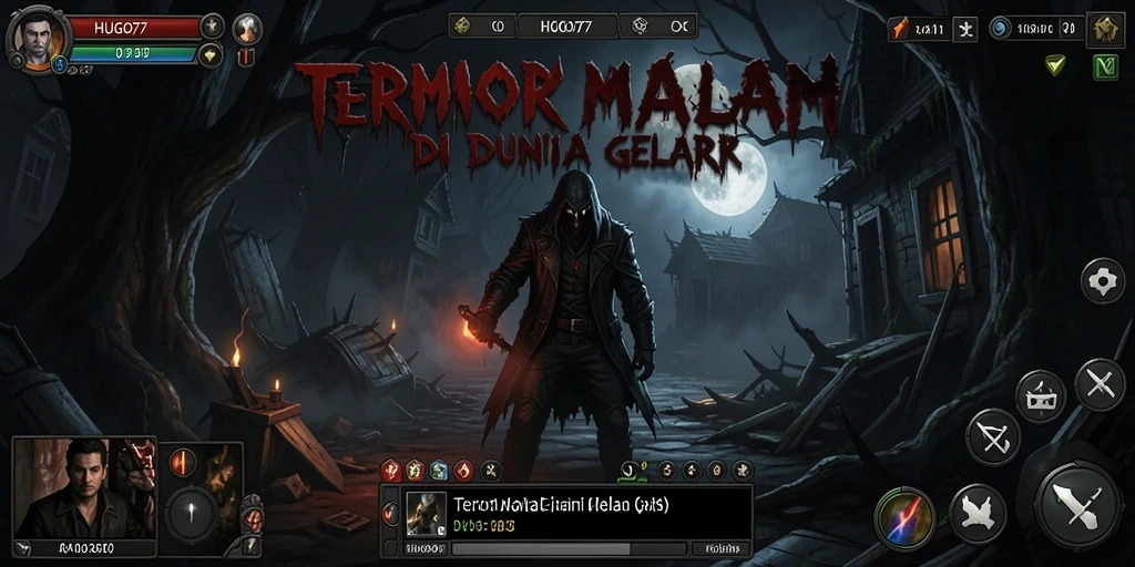 Tampilan gameplay seram dan mendebarkan di HUGO77.