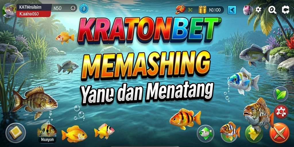 Tampilan gameplay KRATONBET yang seru saat memancing di danau.