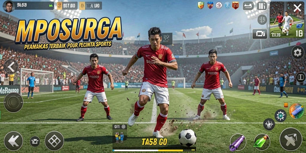 Screenshot MPOSURGA menampilkan aksi seru di lapangan olahraga.