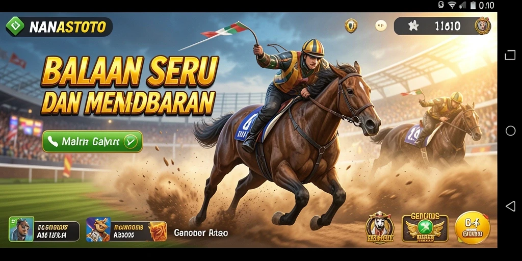 Tampilan gameplay NANASTOTO yang mendebarkan saat balapan.