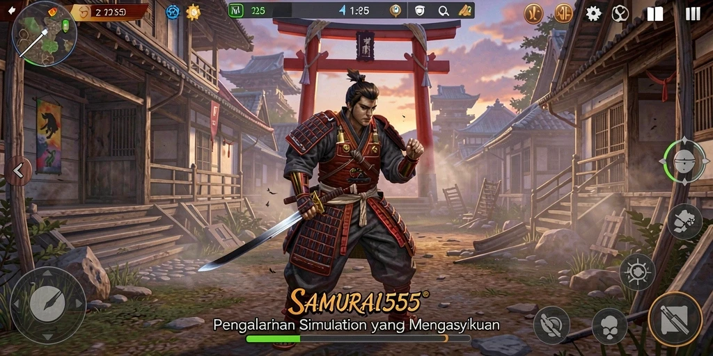 Tampilan gameplay menarik dari SAMURAI555 dengan suasana samurai.